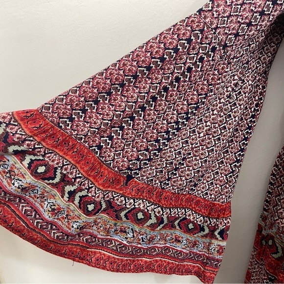 Angie Boho Baby Doll Dress Small Bell Sleeve Full Skirt Elastic Neckline - Picture 6 of 8